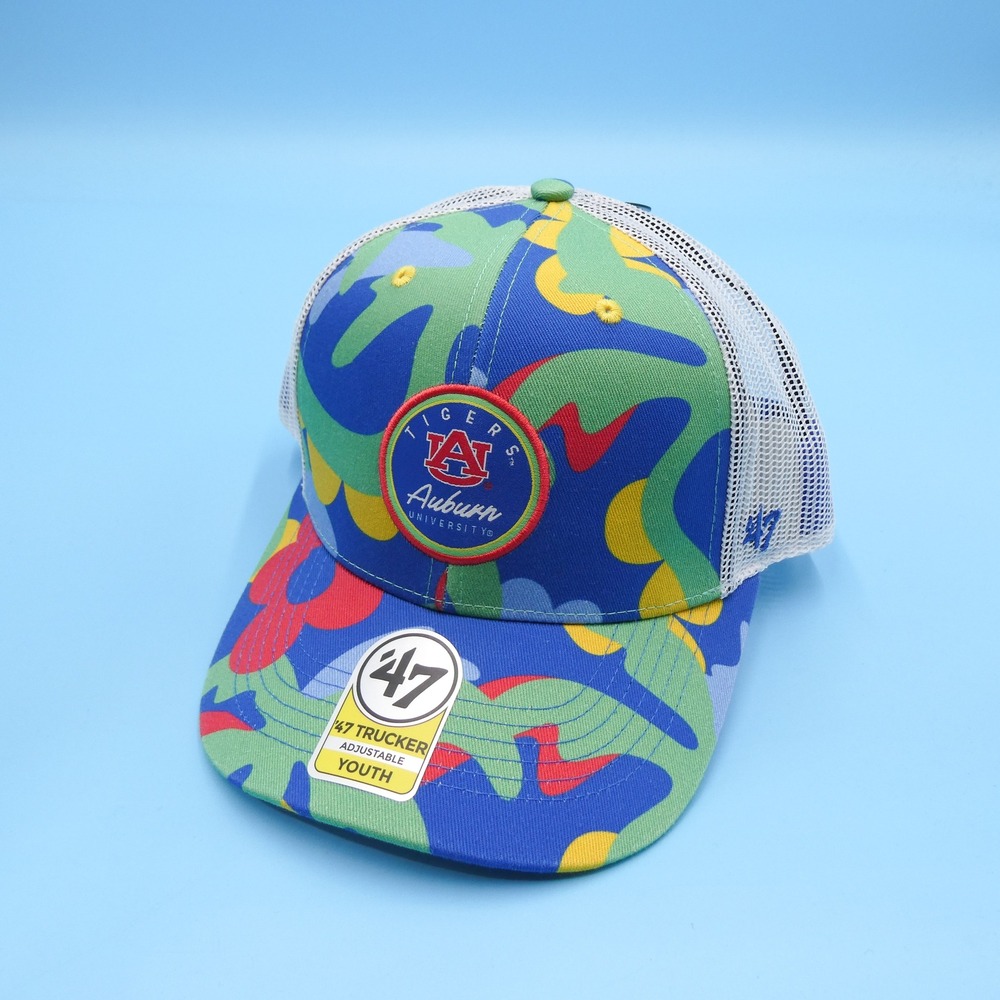 '47 Brand Hat Youth Auburn Tigers Camo‎ Blue White Mesh Trucker Snapback Cap